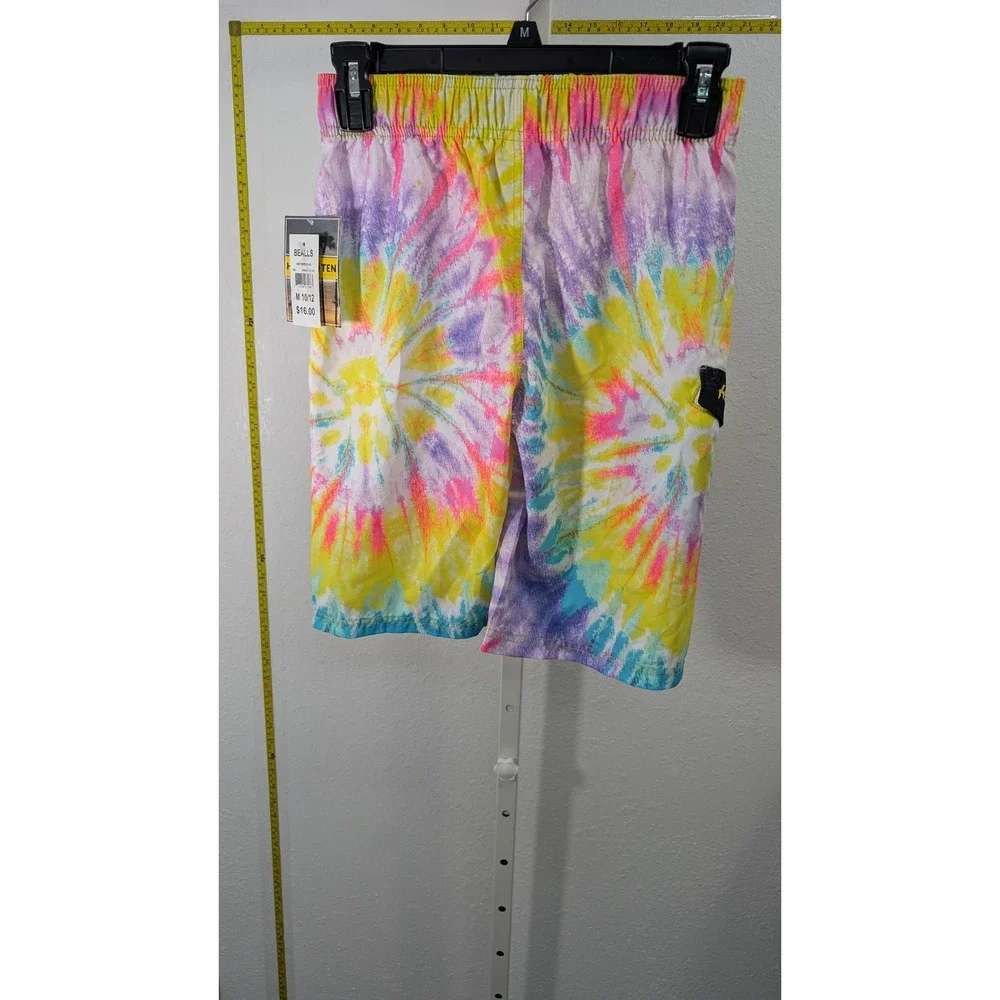 Hang Ten Boys Spiral Tie‎ Dye Board Shorts Swim Trunks Neon M 10/12 26HTW2610-93